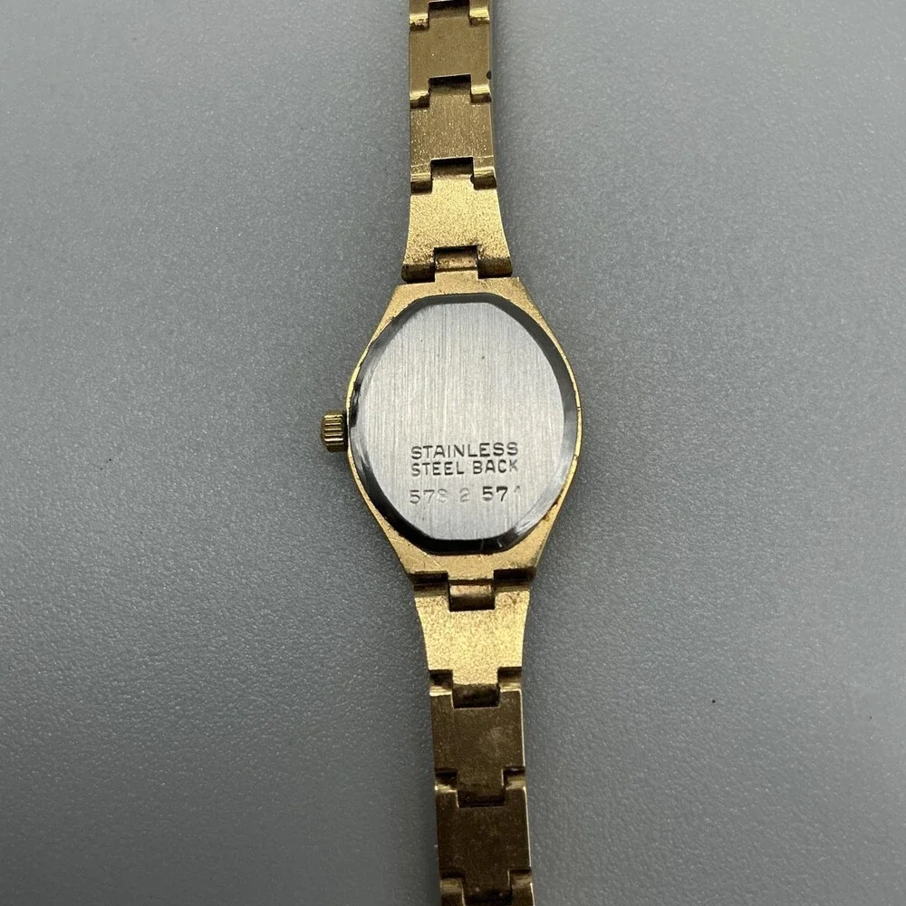 Vintage Bucherer Womens Watch 16mm Gold Tone Dial 573 2 57 New Battery 6.75